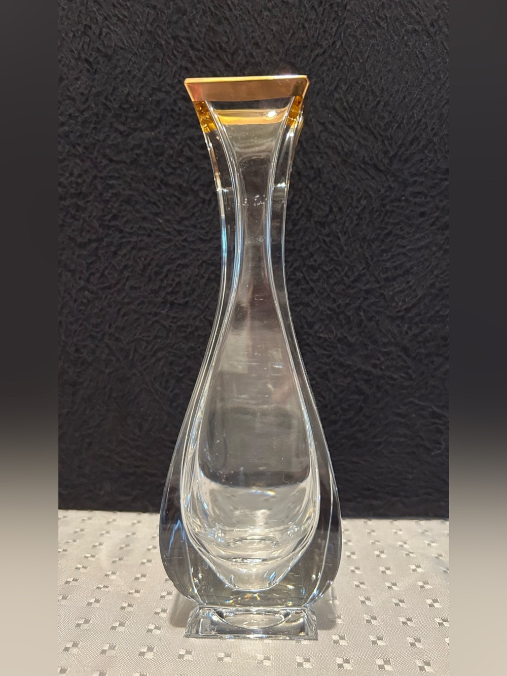 Vintage Royal Gallery 24% Lead Crystal Bud Vase Made in Italy Gold Rim Handcraft